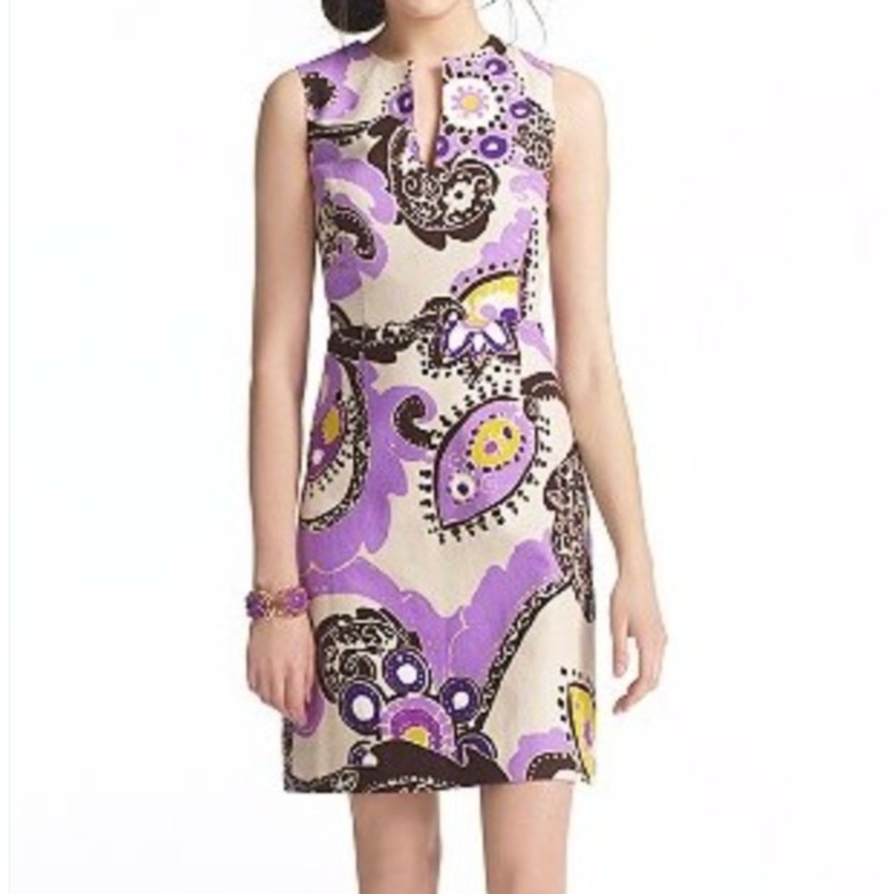 Kate Spade Purple and Cream Paisley Dress